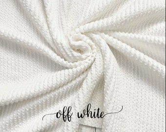 WAVED off white  RIB KNIT | rib knit | stretchy fabric | rib fabric | fabric by the yard |