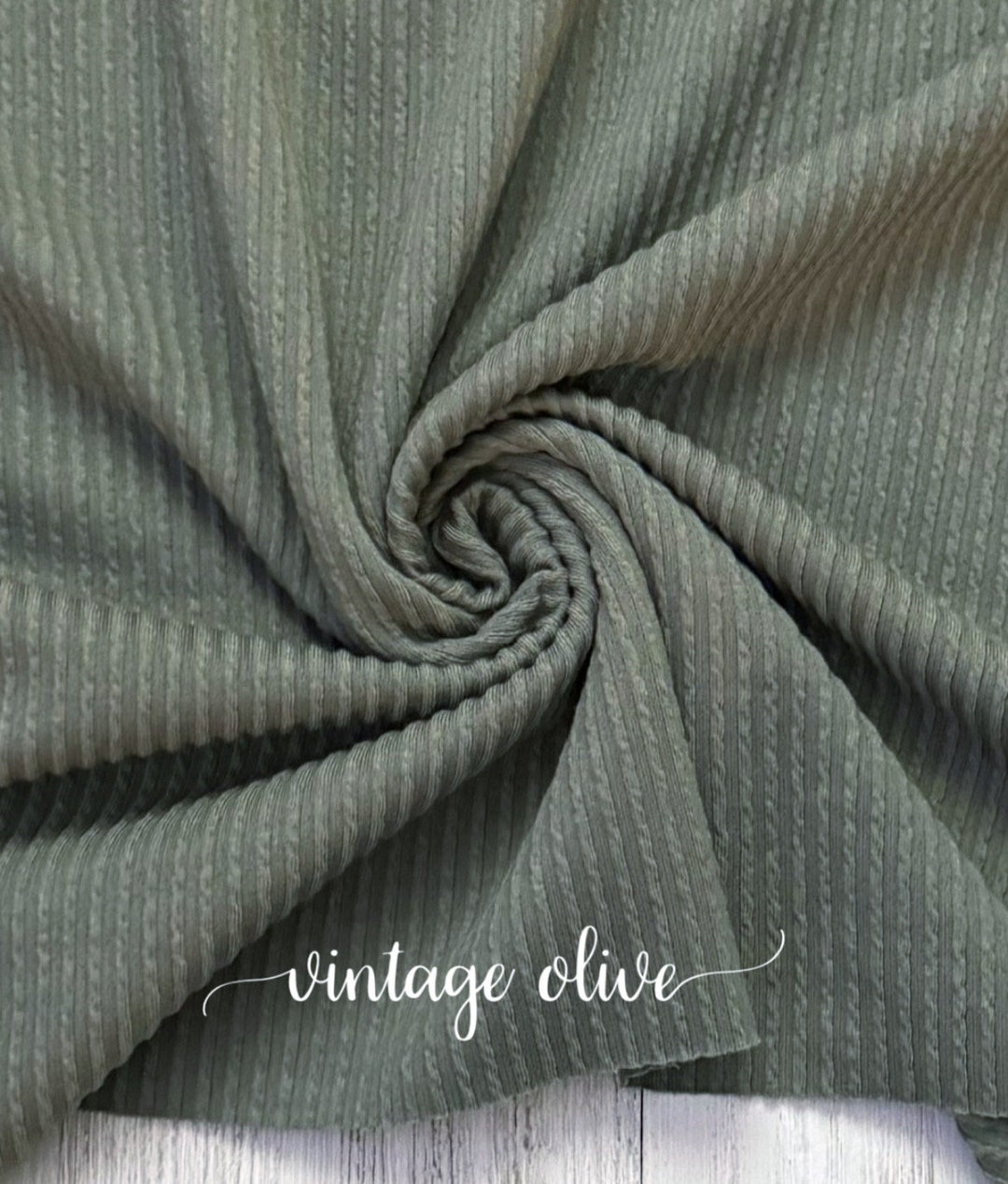 WAVED Vintage Olive RIB KNIT | Rib Knit | Stretchy Fabric | Rib Fabric ...