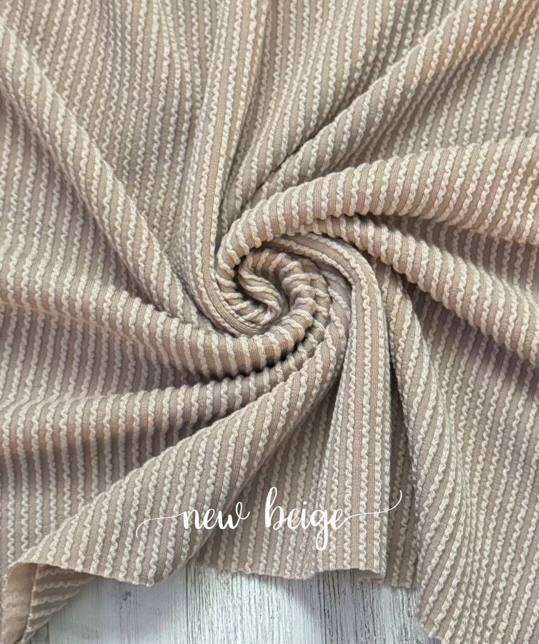 WAVED New Beige RIB KNIT | Rib Knit | Stretchy Fabric | Rib Fabric ...