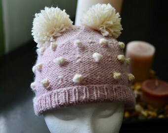 Knit popcorn hat for girls (2T-3T)