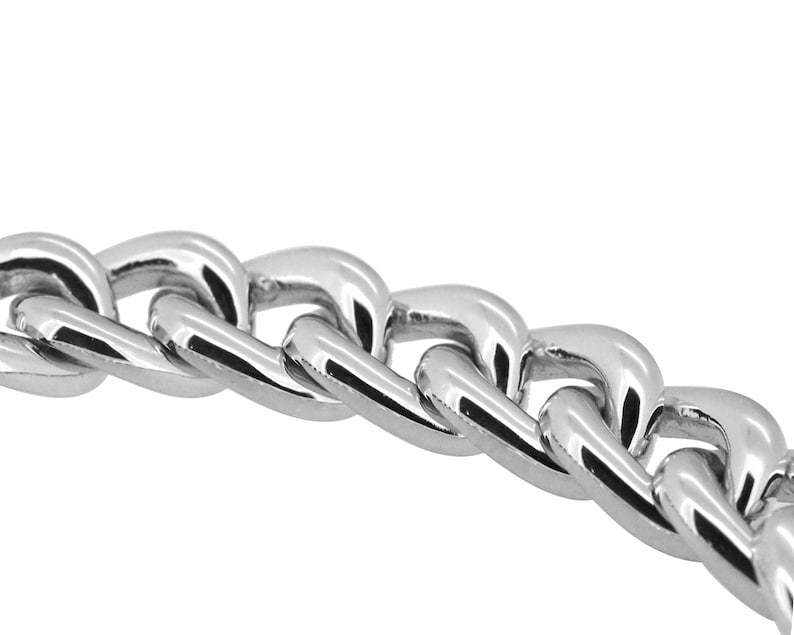 very nice mirror polish and rhodium plating finishing Solid sterling silver big curb bracelet for man