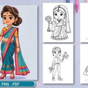 100 Beautiful Girls Coloring Pages | Digital Download | Adult Coloring Book | Cute Kawaii girls Coloring | Printable