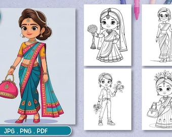 100 Beautiful Girls Coloring Pages | Digital Download | Adult Coloring Book | Cute Kawaii girls Coloring | Printable