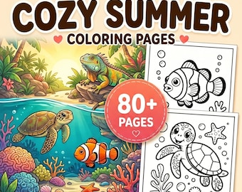 Cute Cozy Summer Coloring Pages | Bold and Easy Relaxing Coloring Pages PDF
