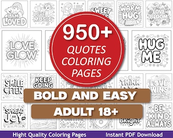 Bold and Easy Coloring Book for Adults and Kids for Relaxation ,Printable PDF Download for Fun and Relaxation