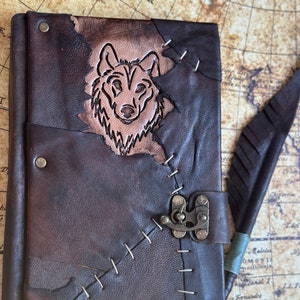 Handcrafted Wolf Notebook, Leather Journal