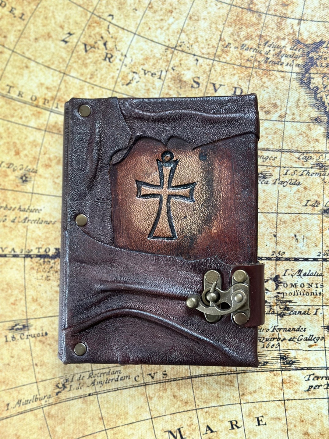 Cross Notebook Handcrafted Cross Journal, Leather Bible Notebook - Etsy