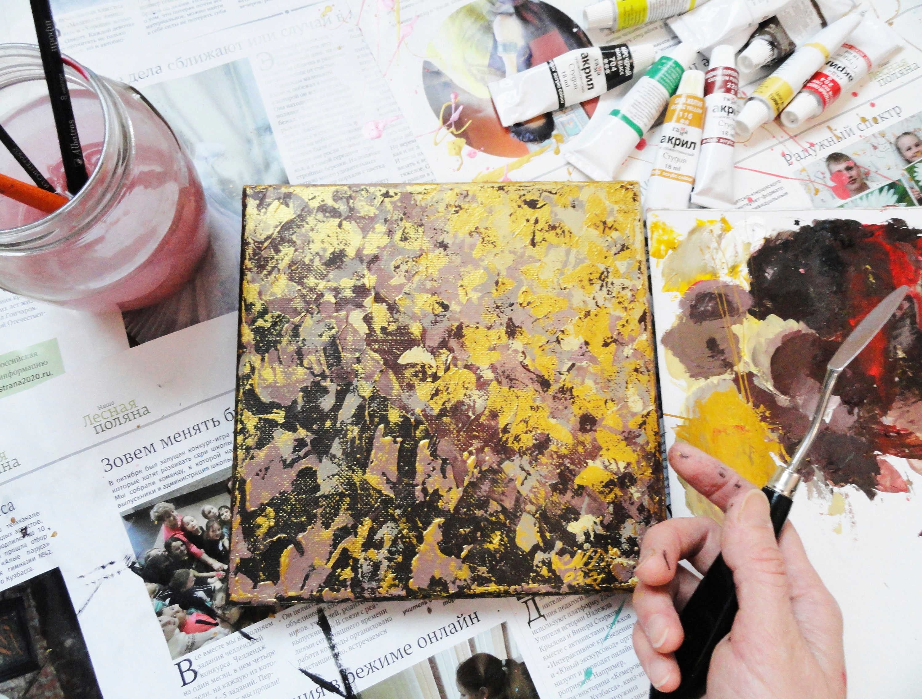 Abstract Modern Original Art Kitchen Artwork Acrylic Painting Etsy