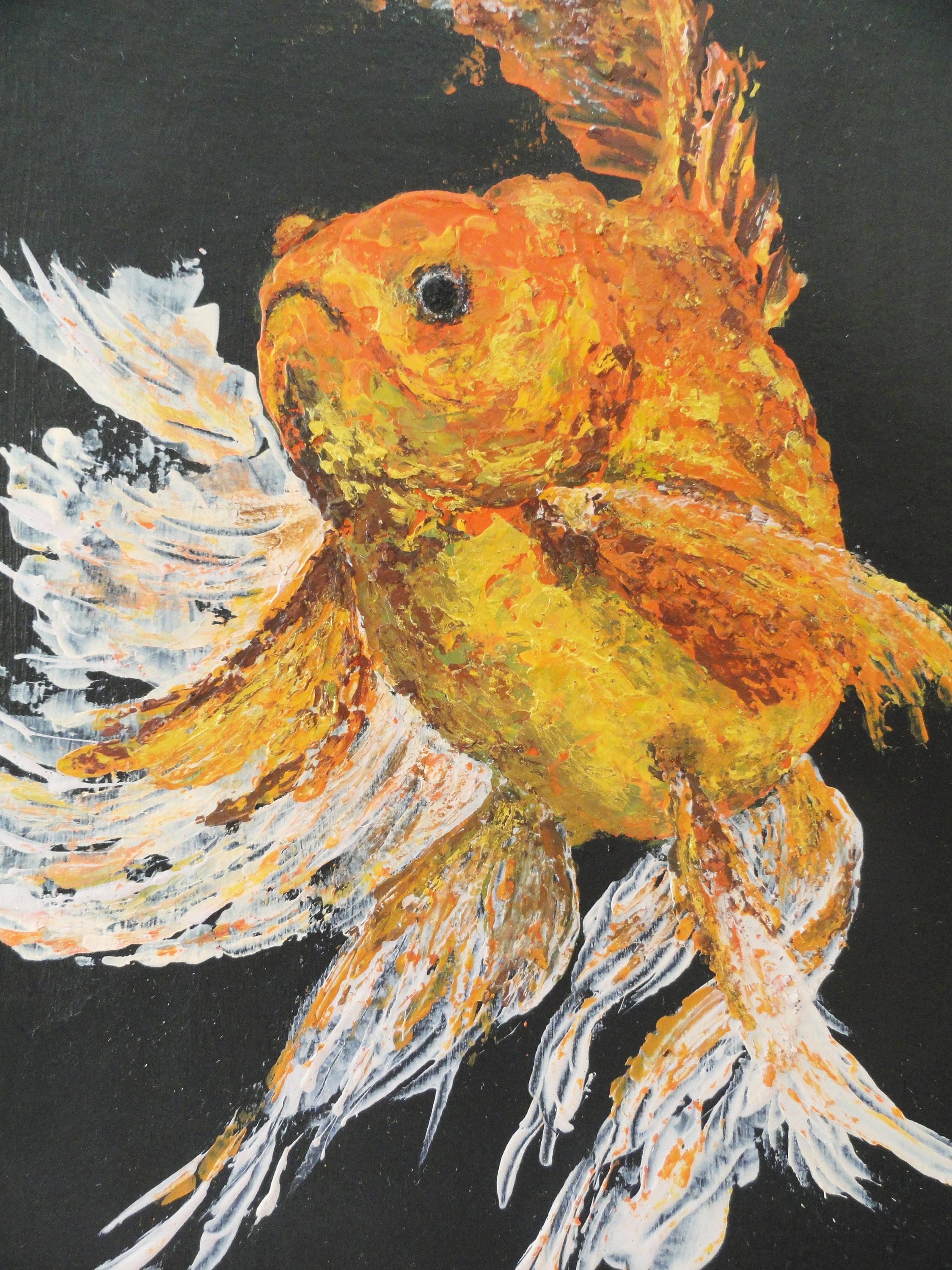 Goldfish Painting Original Art Goldfish Artwork Fish Wall Art Etsy