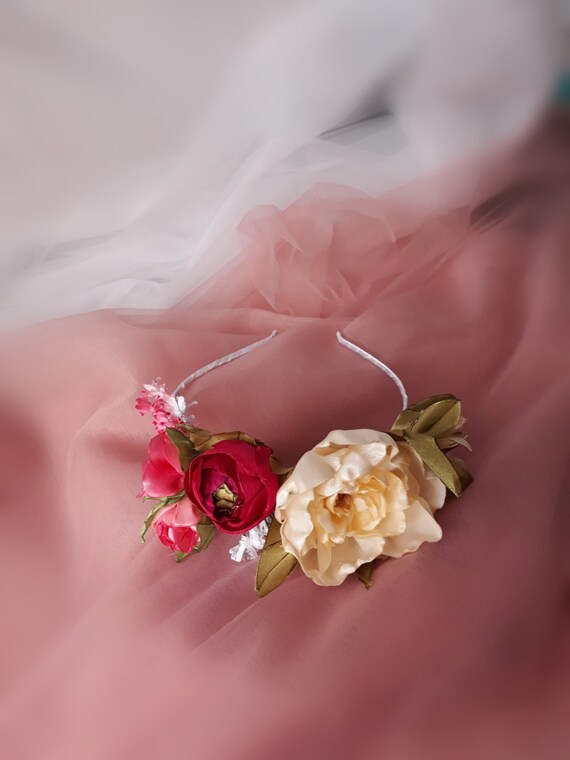 Flower Girl Flower Crown Flower Hair Band Wedding Hair Pieces Etsy