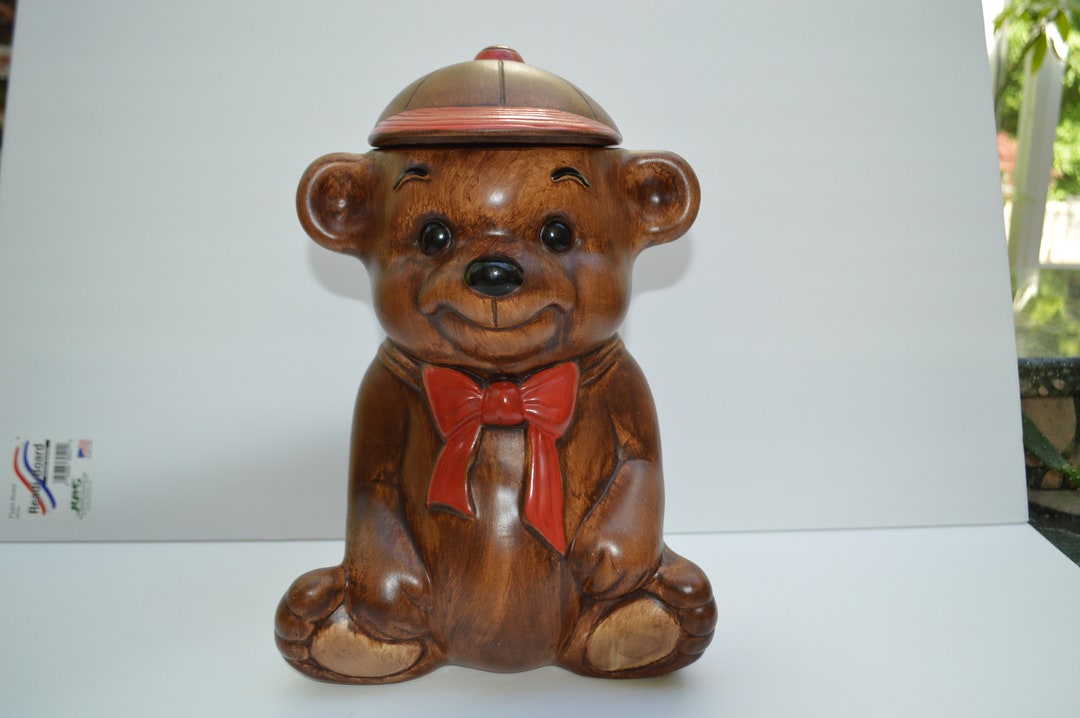 Vintage Treasure Craft Brown Teddy Bear With Bow Tie and Baseball Hat ...