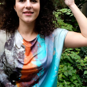 Vestido de viscose estampado azul cristal