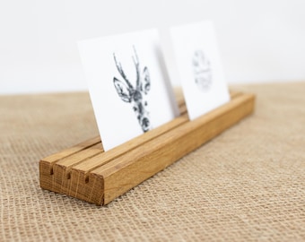 Wooden card holder, photo bar, photo holder, letter holder, oak wood decoration idea, gift, Christmas, birth, decorative storage