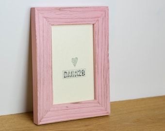 Picture frame Old Barn PINK made of old wood painted vintage various formats - unique wooden frame decoration