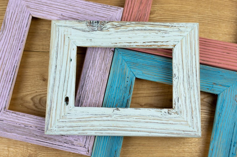 Rustic natural reclaimed wood picture Frame from old barns colored shabby chiq Handmade Upcycled Photo Frame image 6