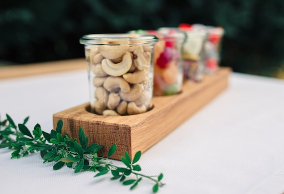 Weck Halter aus Eiche - Servierbrett, Dessert, Marmelade, kleine Weck-Gläser, Geschenk Weihnachten, Hochzeit, Einzug, Aufbewahrung, Deko