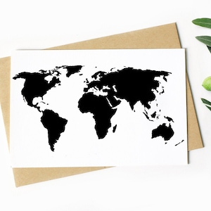 Wereldkaart SVG - Wereld SVG, Reizen SVG, Wereldkaart Clipart, Kaart Svg Png Dxf Bestanden Kaart Cut File voor Silhouette Continenten Shape Global Map Svg