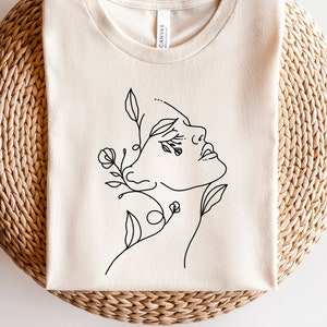Floral Woman Head Line Art Svg, Floral Woman Face Svg, Woman Flowers Shirt Svg, Trendy Woman Shirt Svg Png Dxf Eps Files Digital Download