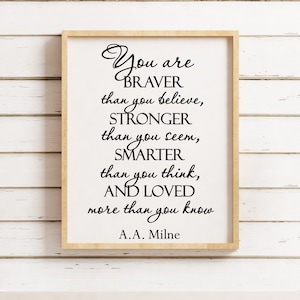 You Are Braver Than You Believe, Stronger Than You Seem, Smarter Than You Think And Loved More Than You Know SVG PNG DXF Digital Download