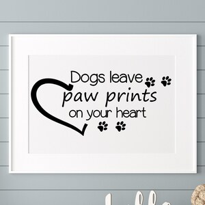 Honden laten Paw Prints op je hart Svg-bestanden voor Cricut, Dog Quotes Svg Design, Digital Download Art Svg Png Eps Dxf Files, Pet Quote Print