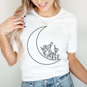 Moon Wild Flowers Svg Design, Moon Svg File For Cricut, Flowerchild Svg, Crescent Moon Wildflowers Svg Png Dxf Eps Files Instant Download