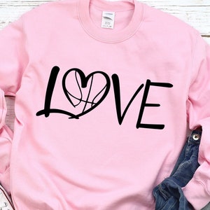 Basketball Love SVG, Camisa de amante de basquete SVG, Camisa de coração de basquete Arquivos SVG Cricut Silhouette Download instantâneo, Basketball Love Png