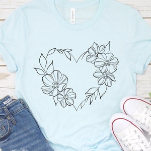 Heart Flower Svg, Flowers Svg Cut File, Floral Svg Design, Flower Wreath Svg, Floral Heart Svg, Wildflower Svg Png Dxf Eps Files Cricut