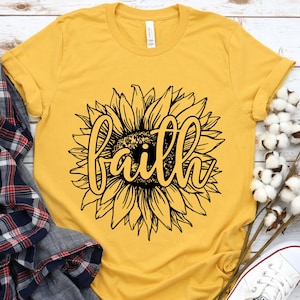 Foi tournesol SVG, tournesol chemises pour femmes Svg Design, tournesol foi fichiers Svg pour Cricut, soleil Svg Png Eps Dxf téléchargement immédiat