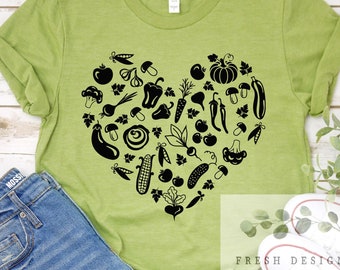 Vegetable Heart SVG: Vegan Farmer Market Design (Digital Download)