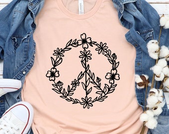 Floral Peace Sign Svg: Wildflower Design (Digital Download)