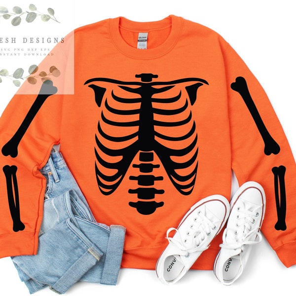 HALLOWEEN SKELETON SVG, Skeleton Svg for Sweatshirts, Halloween Skeleton Png, Skeleton Costume Svg Png Eps Pdf Dxf Files Cricut Silhouette