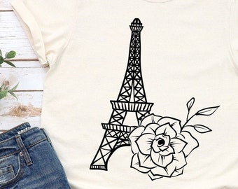 Floral Eiffel Tower SVG: Paris Rose Clipart (Digital Download)