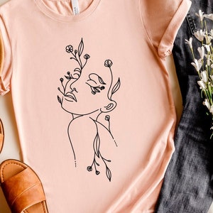 Floral Woman Head Svg, Floral Woman Line Art Svg, Woman Line Drawing Shirt Svg, Trendy Woman Shirt Svg Png Dxf Eps Files Digital Download