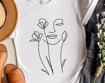 Floral Woman Line Art Svg: Trendy Shirt Design Cut File (Digital Download)