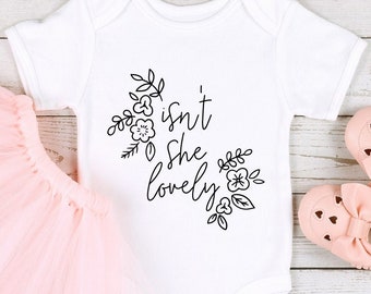 Isn't She Lovely Svg, Doodle Flower Svg, Wildflower Svg, Newborn Svg, Baby Blessing Svg, Girl Onesies Svg Png Eps Dxf File Instant Download