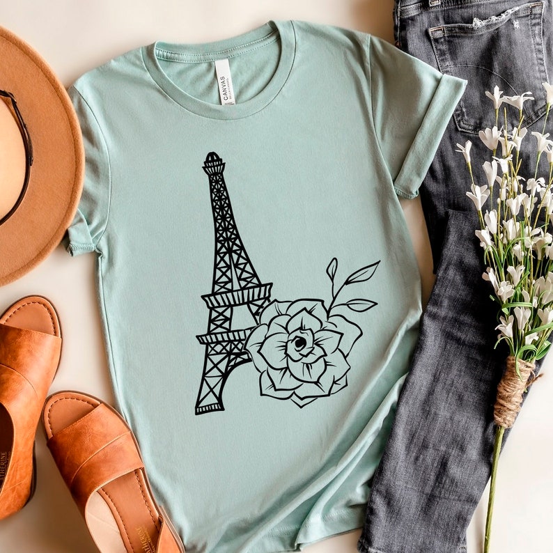 Eiffel Tower Rose Svg Floral Eiffel