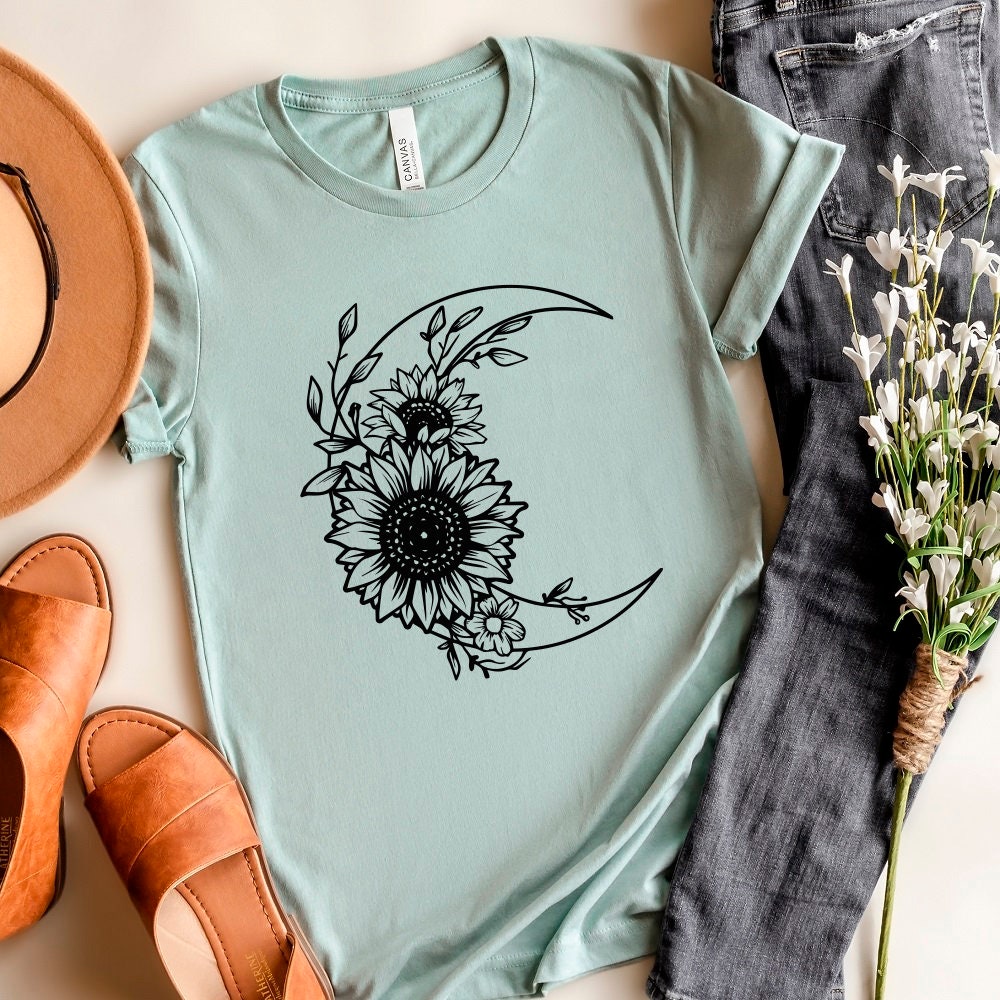 Download Crescent Moon with Sunflower Svg Sunflower Svg Cut file | Etsy