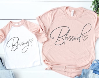 Blessed Blessing Svg, Blessed Mama Shirt Svg, Mom Life Svg, Blessed Svg File for Cricut, Matching Family Shirts Svg Png Dxf Instant Download