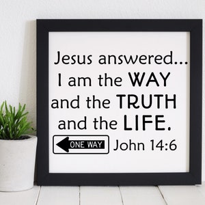 John 14-6 Bible Verse Svg Files I Am The Way And The Truth And The Life, Scripture Svg Files, Religious Svg Vector Digital File, Eps Png Dxf