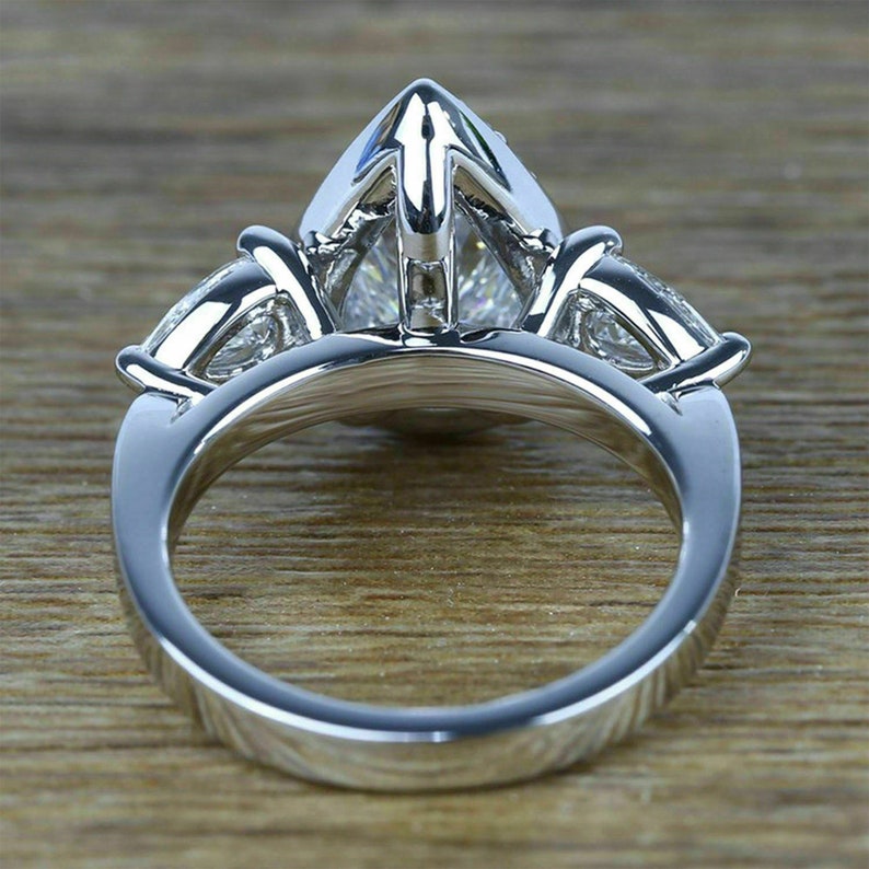 14k White Gold Finish 925 Silver 1.80Ct Pear /& Round Cut VVS1D Cubic Zirconia Halo Engagement Ring