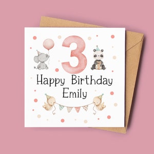 Carte d'anniversaire personnalisée arc-en-ciel | Carte 3e anniversaire