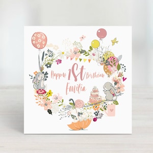 carte personnalisée 1er anniversaire | Carte 1er anniversaire | Carte d'anniversaire lapins