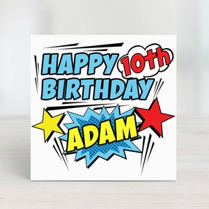 10e anniversaire de bande dessinée | Carte personnalisée 10e anniversaire
