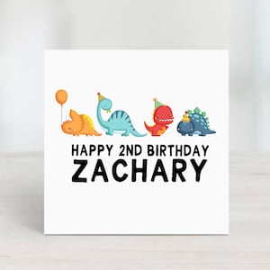 Carte d'anniversaire personnalisée pour garçon ou fille | carte dinosaure | 2ème carte d'anniversaire | 2e carte d'anniversaire