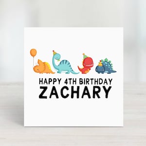 d'anniversaire personnalisée pour garçon ou fille | carte dinosaure | 4ème carte d'anniversaire | 4e carte d'anniversaire