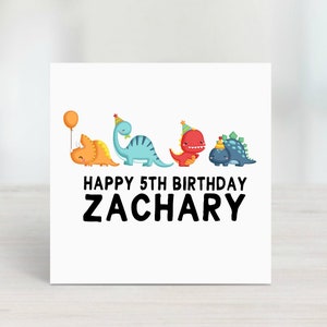 d'anniversaire personnalisée pour garçon ou fille | carte dinosaure | 5ème carte d'anniversaire | 5e carte d'anniversaire
