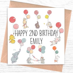 Carte d'anniversaire personnalisée pour garçon ou fille | 2ème carte d'anniversaire | 2e carte d'anniversaire
