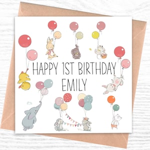 Carte d'anniversaire personnalisée pour garçon ou fille | Carte 1er anniversaire | 1er carte d'anniversaire