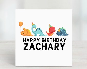 Personalised Birthday Card for boy or girl | Dinosaur Birthday Card Personalised