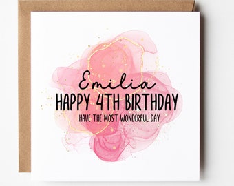 4ème carte d'anniversaire | Carte personnalisée 4e anniversaire